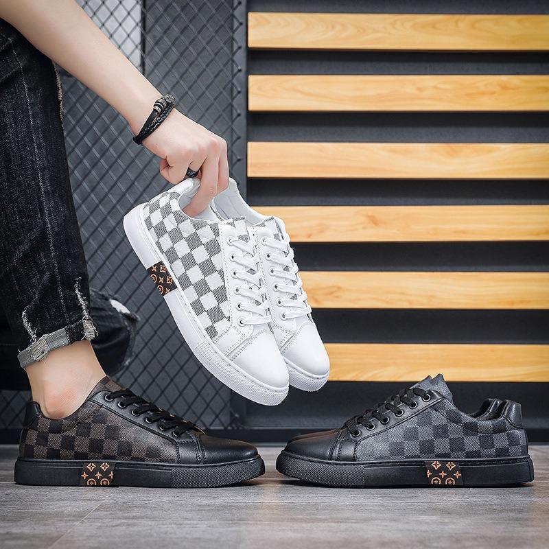 Осень новая обувь мужская модная обувь клетчатая универсальная мужская обувь белая обувь мужская спортивная обувь для скейтборда модная повседневная