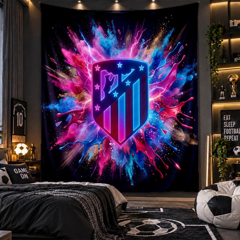 Wall Hanging Tapestry Atletico Madrid Print Cloth for Living Room Bedroom Home Decor
