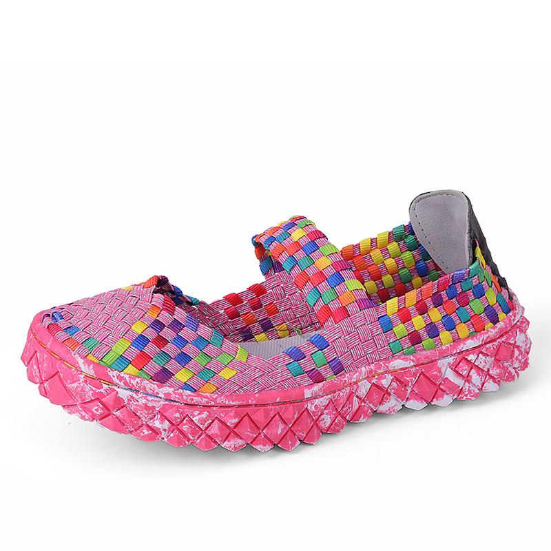 Женская эластичная плетеная прогулочная обувь Сандалии на плоской подошве Удобные повседневные нескользящие легкие дышащие кроссовки Мэри Джейн Обувь для медсестер Повседневные женские лоферы
