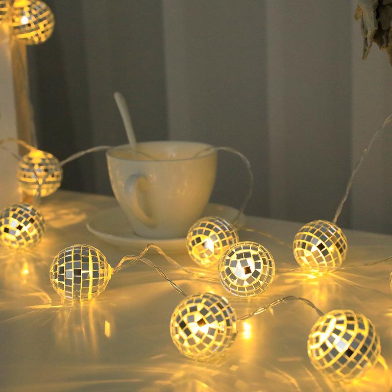 LED Mosaic Mirror Ball String Lights for Party & Holiday Decoration