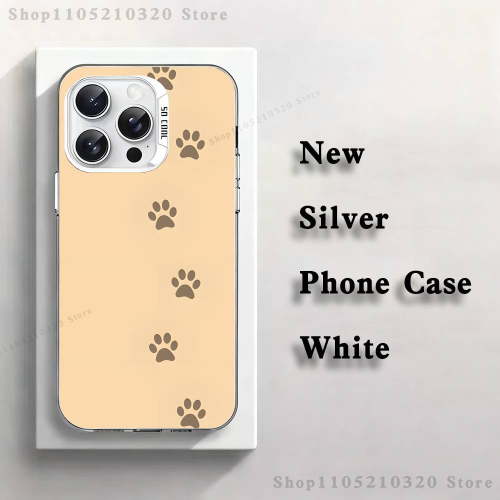 Чехол для телефона с отпечатками лап питомца Для iPhone 17,16,15,14,13,12,11,Pro,XS,Max,Plus,Mini,SE4,E белый Матовый Ударопрочный Чехол