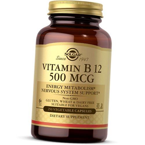 Витамин В12, Цианокобаламин, Vitamin B12 500 Caps, Solgar  100вегкапс (36313226)
