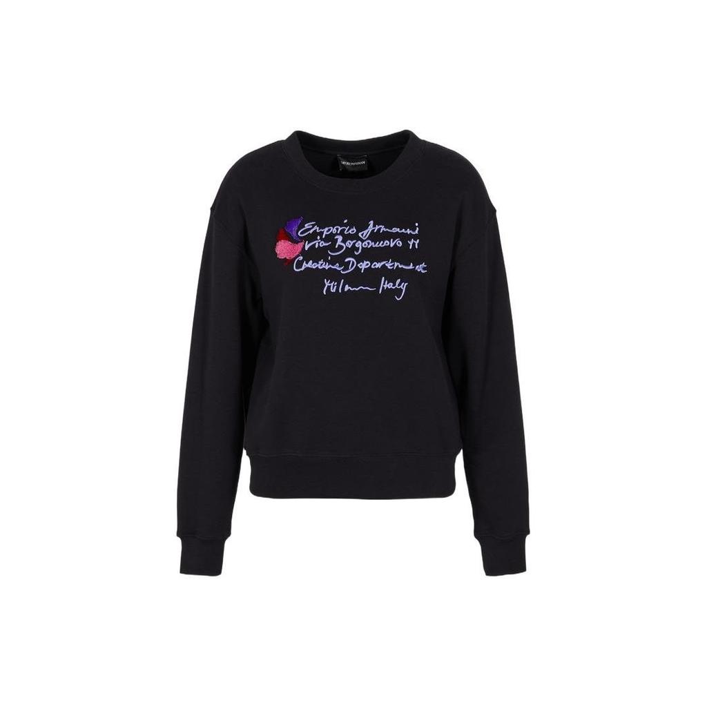 Emporio Armani Вязаный хлопковый свитшот с вышивкой лепестками Женский свитшот 6R2M7E-2J49Z-0926