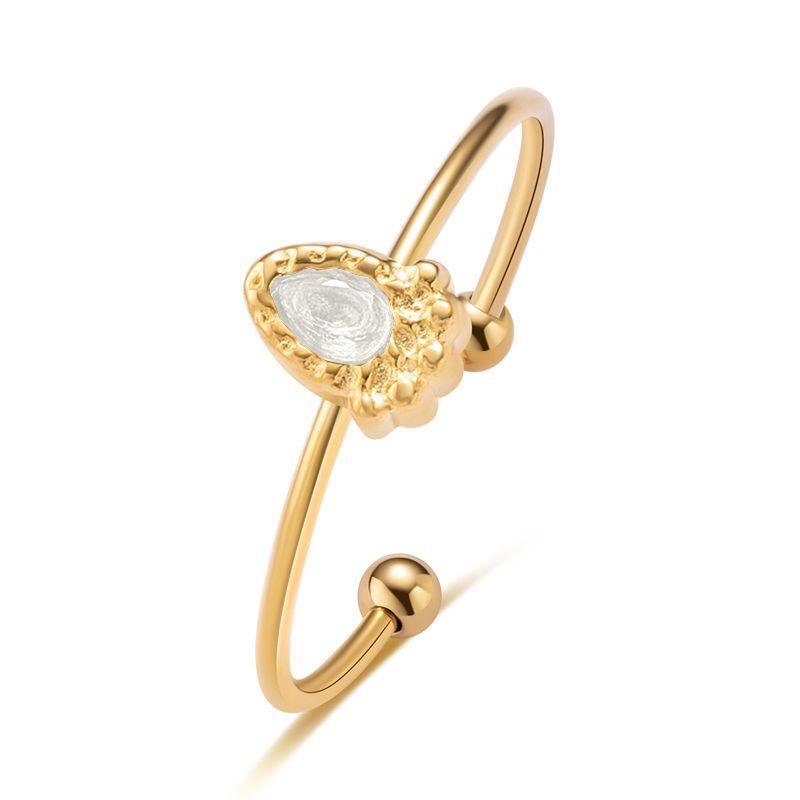 Кольцо с открытым циркониевым покрытием цвета капли воды, титановая сталь, покрытая настоящим золотом, не выцветает, французское изысканное регулируемое кольцо из нержавеющей стали