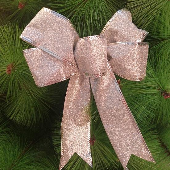 Frosted Shiny Wired Tied DIY Christmas Bow Xmas Tree Ribbon Bowknot Pendant Gift Box Decor Party Supplies