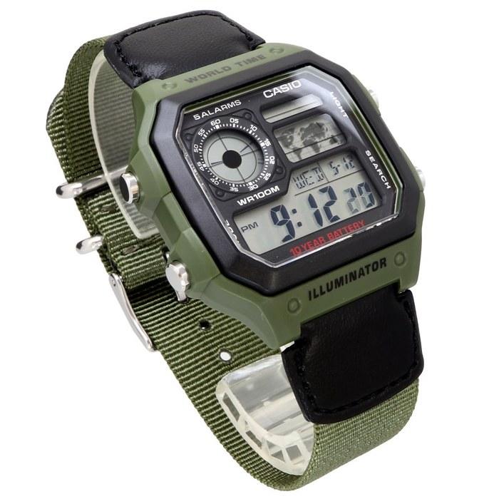 Цифровые часы Casio World Time AE-1200WHB-3BV (зеленый)