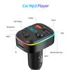 Автомобильный FM-передатчик Bluetooth 5.0, автомобильный комплект громкой связи с PD 20 Вт Type-C, двойной USB 3.4A, быстрое зарядное устройство, окружающее освещение, прикуриватель