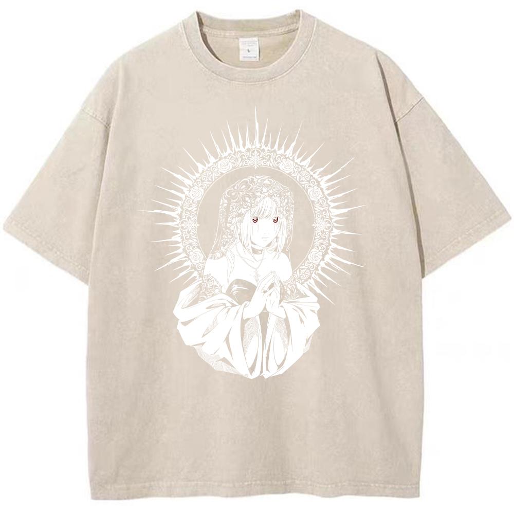 Harajuku Vintage Washed T Shirts Death Note Anime Graphic Printing T Shirt Oversize Cotton Fashion Streetwear Unisex Top Tee
