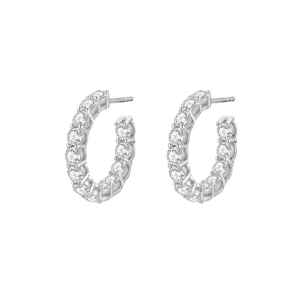 Серьги-пусеты в форме буквы С из серебра 925 пробы: Блестящие серьги-кольца с паве-закрепкой, модные, роскошные, круглые