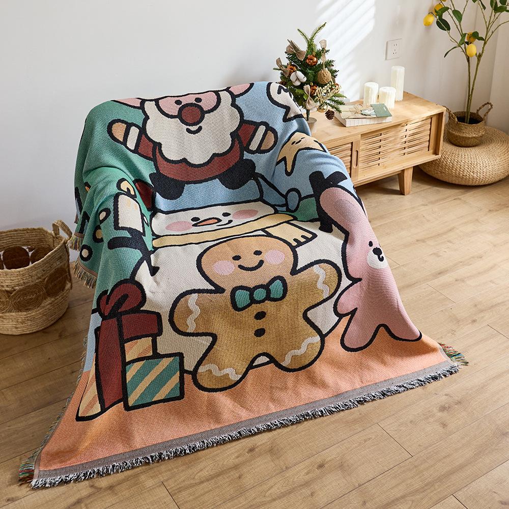 sofa towel cover cotton yarn winter festival atmosphere decorative cloth cover blanket anti-cat scratch sofa cushion