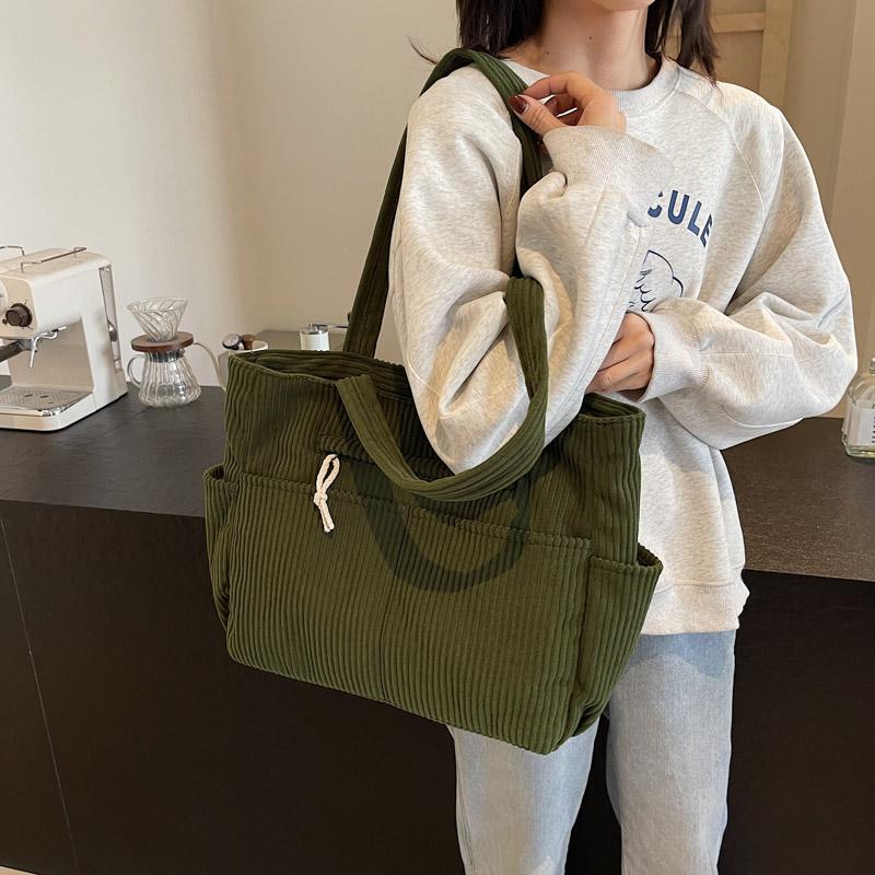 Сумка через плечо женская большая вместительная вельветовая сумка однотонная сумка-тоут сумка для поездок на работу