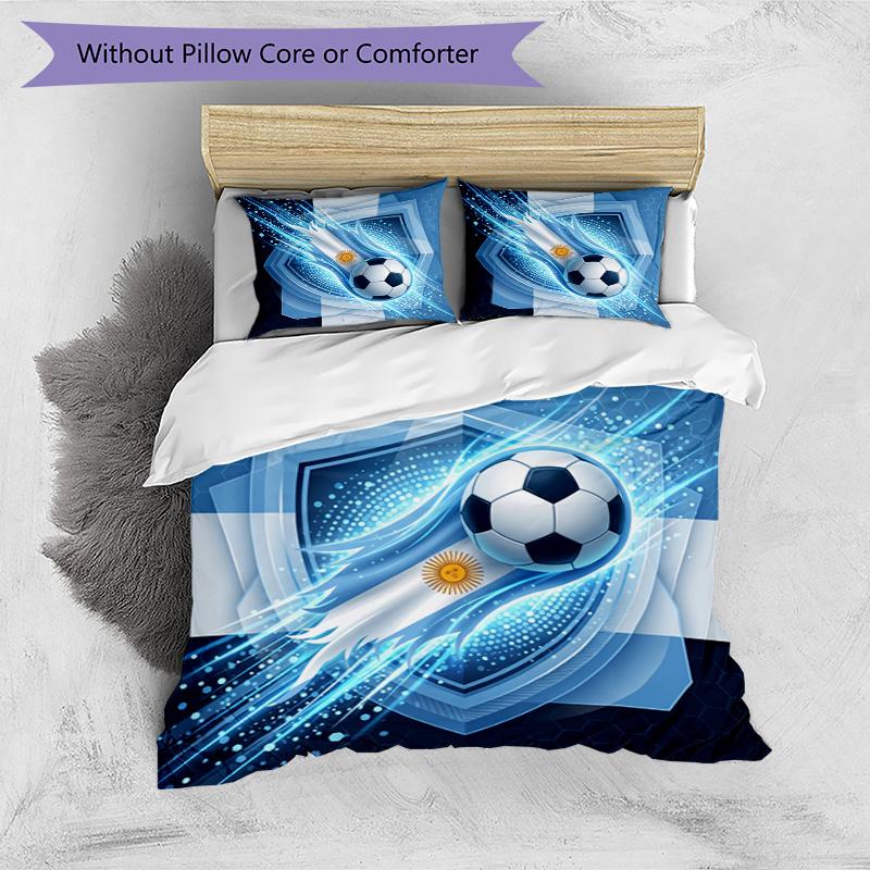 Argentina Football Printed Bedding 3 Piece Set Cozy Breathable Bed Cover Set as Housewarming Holiday Gift