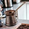 Медный кофейник в турецком стиле на 6 человек, декоративный дизайн кофейника, индукционная плита, совместимая с кофеваркой