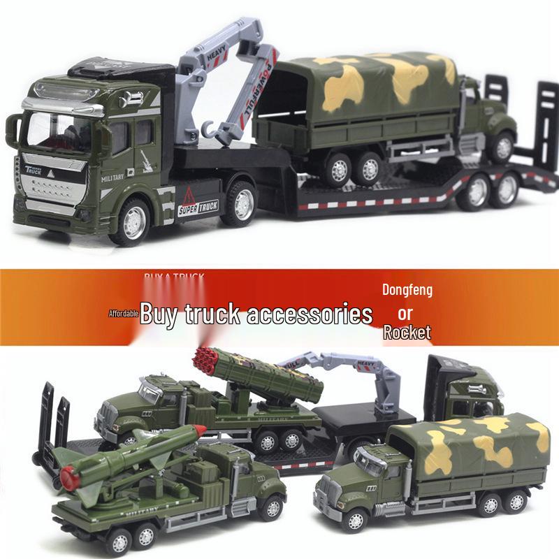 Children's Alloy Transport Toy: Pull-Back Fire Truck, Trailer, Tank & Excavator