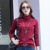 Распродажа Футболка женская из чистого хлопка с высоким воротом, облегающего кроя, с длинным рукавом - Корейский стиль, однотонная, теплая базовая