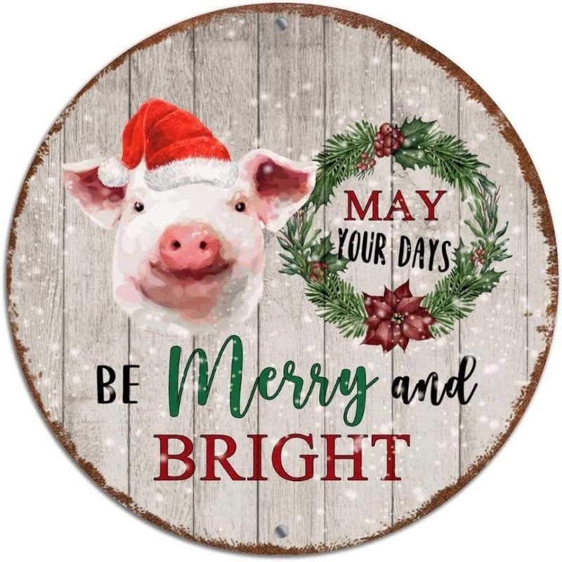 Witch Broom Halloween Sign, Round Aluminum Wall Plaque 20x20cm