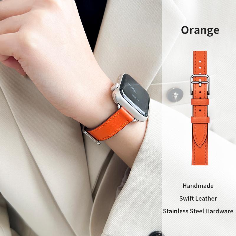 Кожаный ремешок 14 мм для Apple Watch Bands 45 мм 38 мм 49 мм 40 мм 42 мм 41 мм женский браслет для умных часов iWatch All Series