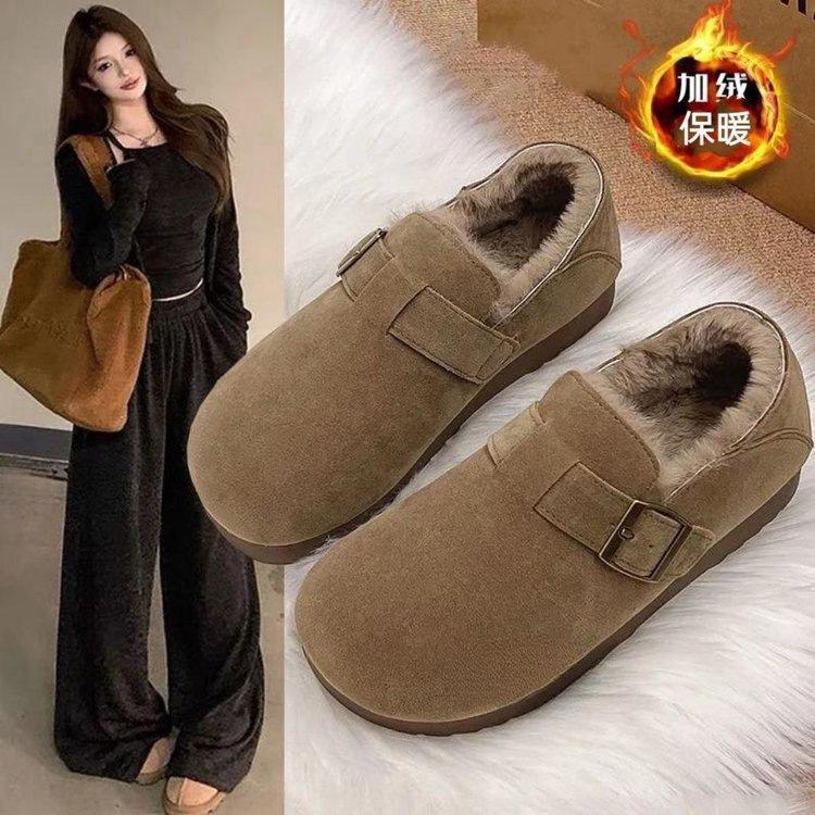 Зимние новые ретро всепогодные Birkenstocks зимние плюшевые домашние пушистые хлопковые ботинки утепленные теплые снегоступы