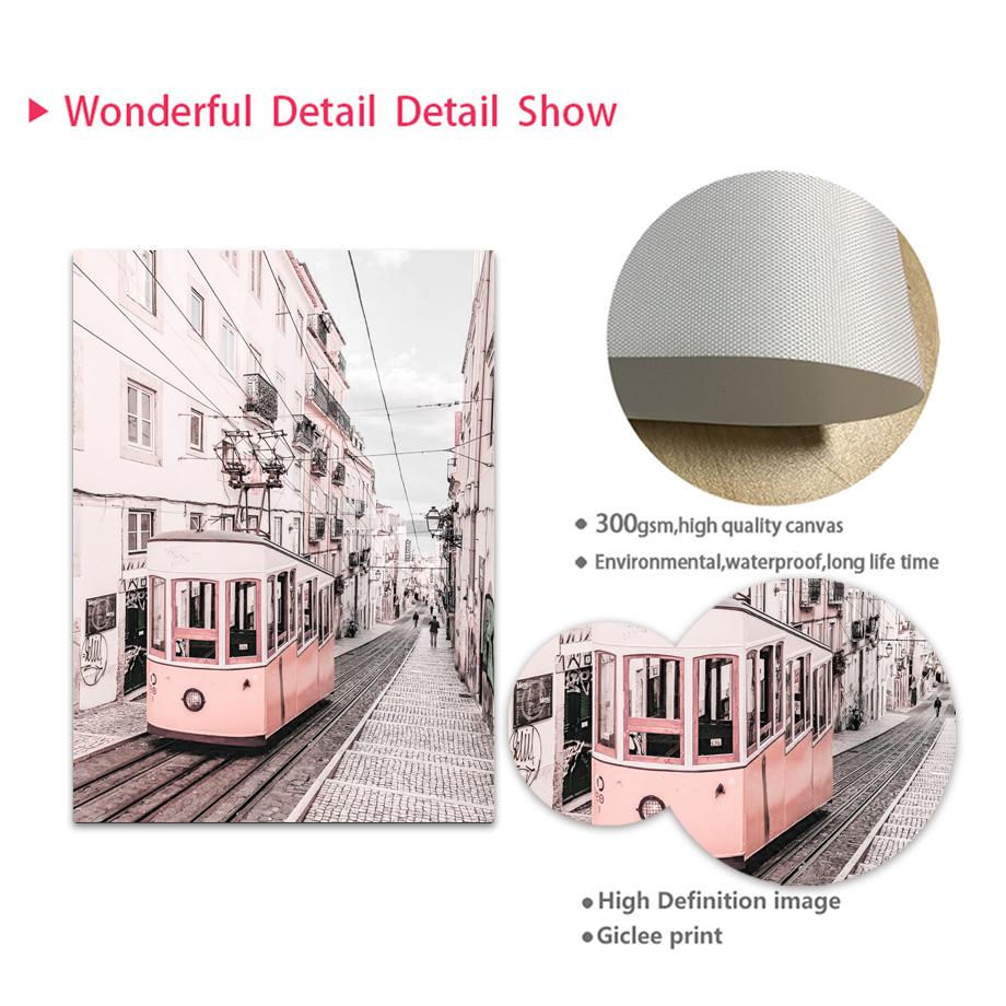 Розовый цветок розы Парижская башня трамвай воздушный шар настенная живопись на холсте плакаты на скандинавскую тему и принты настенные панно для декора гостиной