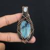 Labradorite Pendant, Handmade Gemstone 999 Copper Wire Wrapped Pendant Antique Jewelry, For Gift Silver Jewelry