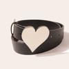 New Smooth Heart-shaped Buckle Belt for Women, Black Fashionable Punk Street Belt
