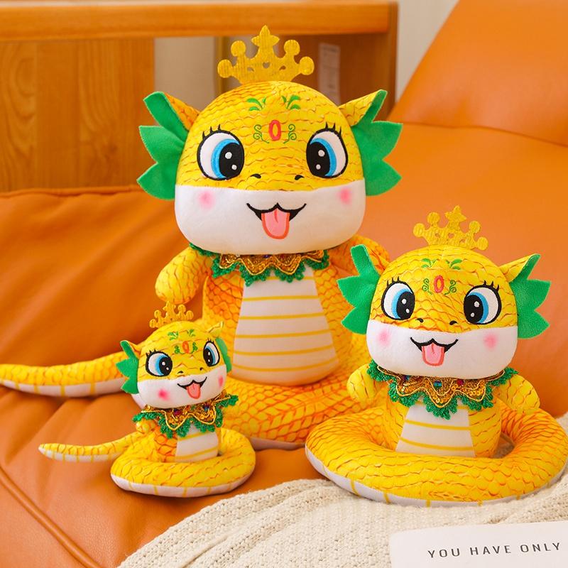 2025 Chinese New Year Mascot Traditional Cartoon Snake Plush Doll Pendant Yellow Green Red Snake Python Plush Toy Home Decor
