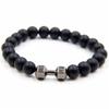 Lava Bracelet Black Volcanic Stone Black Matte Dumbbell Beads Bracelets For Women Men Fitness Barbell Jewelry Mens Bracelets