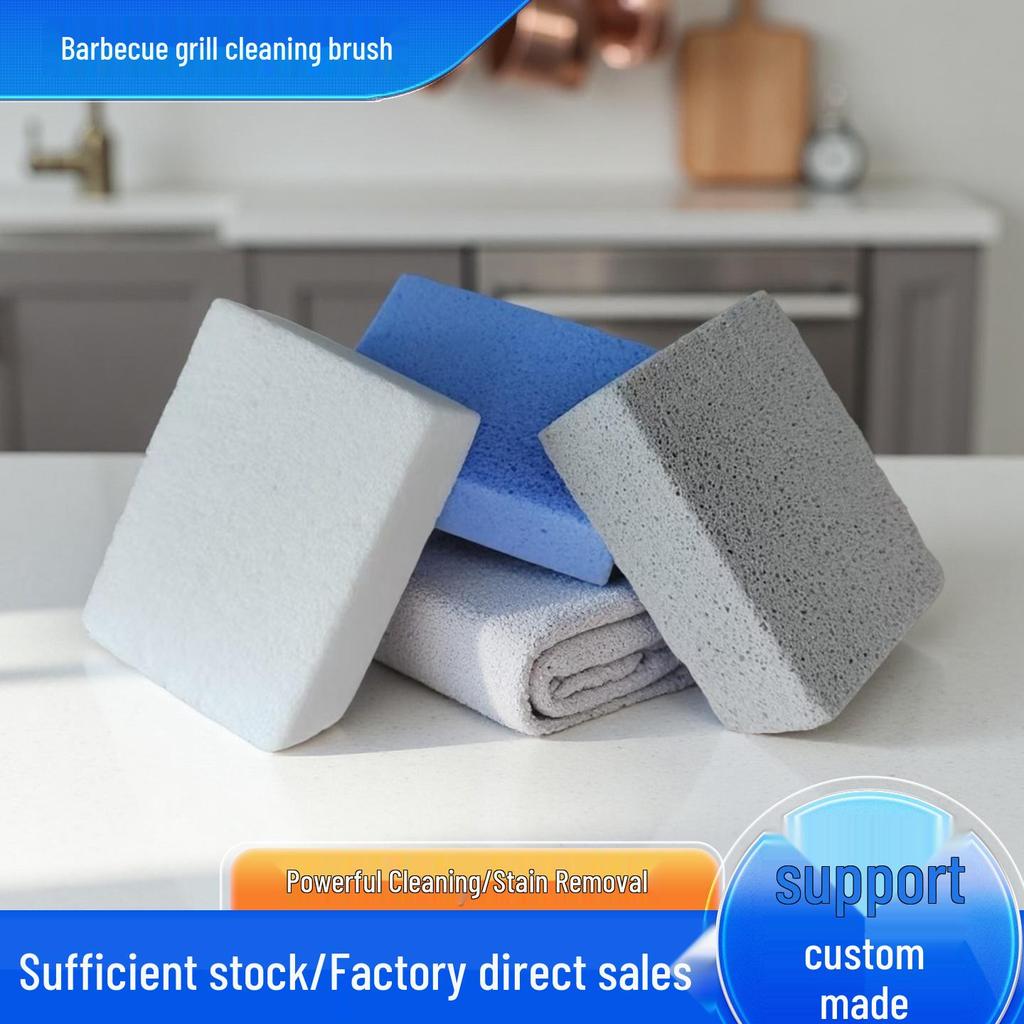 BBQ Grill Pumice Cleaning Brick & Brush – Foam & Glass Cleaner for Kitchen Oil Stains