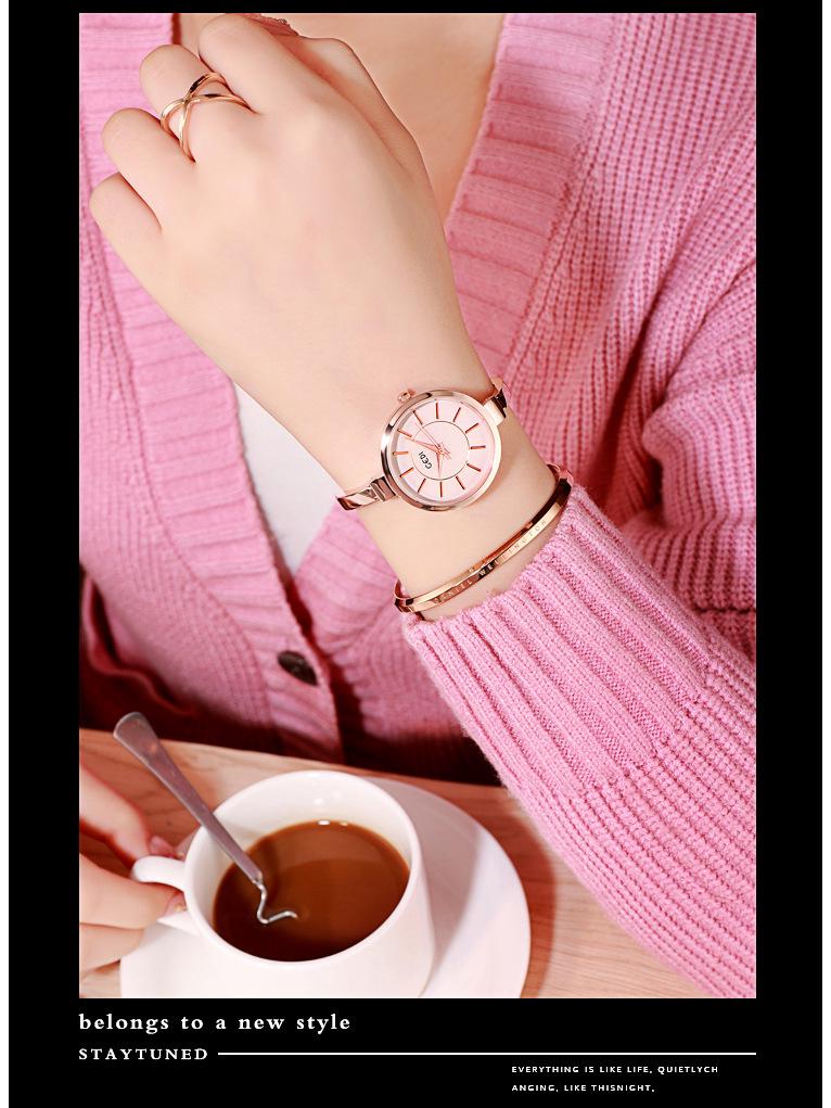 Женские светящиеся водонепроницаемые часы-браслет Gedi - Большой циферблат, простой и изысканный дизайн