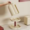 Retro Tissue Box Vintage Tissue Roll Holder Napkin Organizer Stand with Trinket Dish for Home Bedroom Living Room Dining Room Table