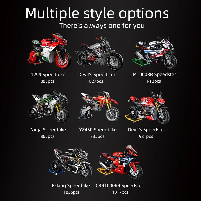 MOC City Technical Super Motorcycle Racing Motorbike Model Building Block DIY Locomotive Brick Toys for Children Boys Gifts