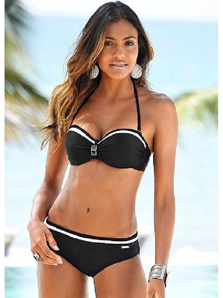 Европейский и американский стиль халтер без спины однотонное бикини - сексуальный женский раздельный купальник