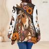 Women Plus Size V Neck Long Sleeve Halloween Ghost Pumpkin Printed Asymmetric Hem Tunic Top