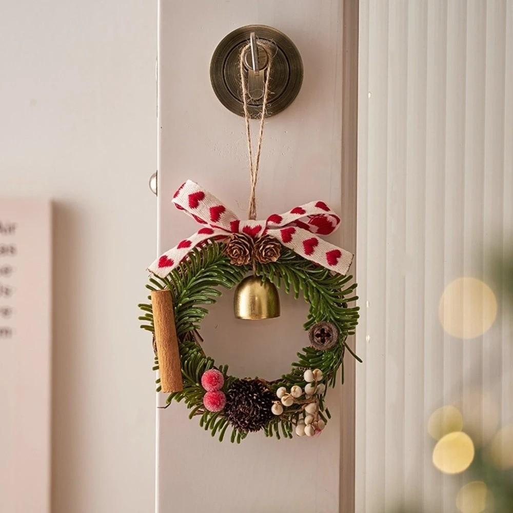Cute Christmas Pendant Red Velvet Bow Jingle Bells Door Hanger Gift Xmas Tree Ornament Christmas