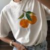 New Orange Print Fashion Cotton T-shirt Short Sleeved Round Neck Casual Top Large Unisex's T-shirt Summer Unisex's Clothing