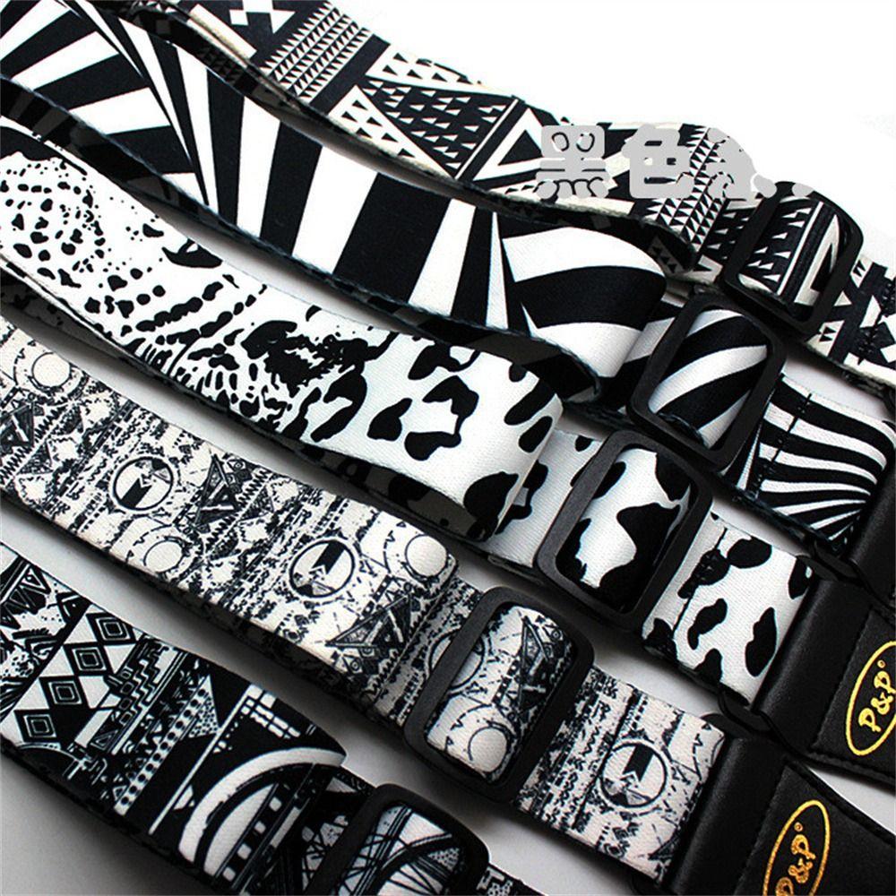 Black and White Guitar Strap Adjustable Acoustic Guitar Strap Electric Guitar Belt  Instrument