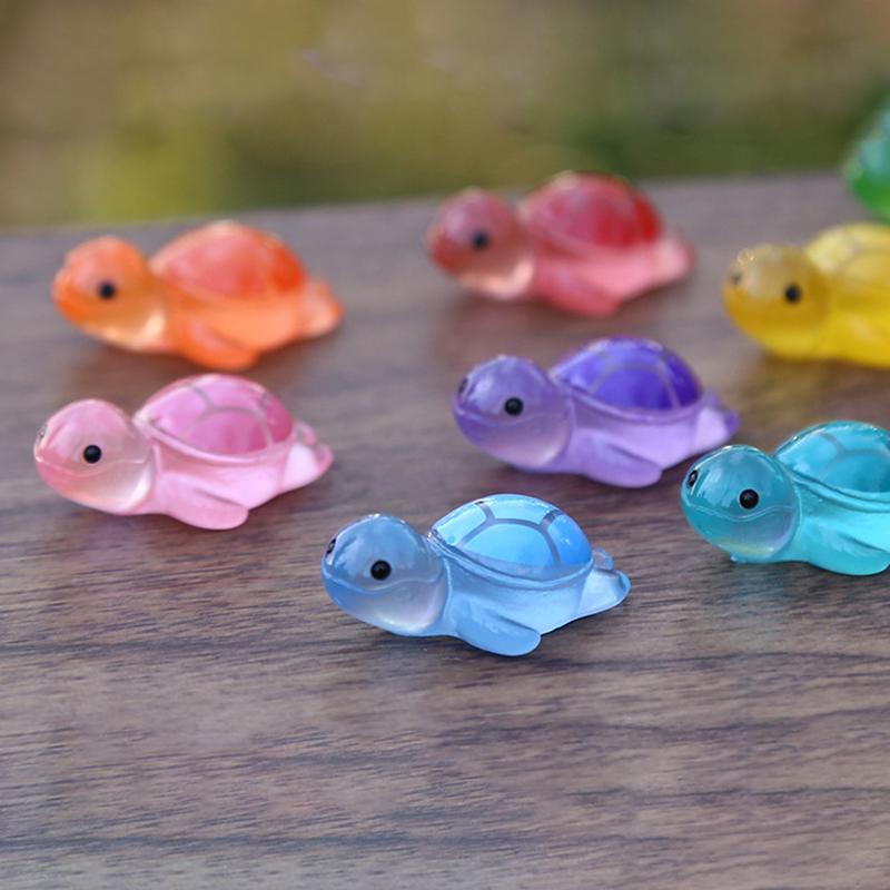 1 шт. Красочная светящаяся мини-черепаха Фигурка для микроландшафта Украшение DIY Светящаяся черепаха Миниатюрная статуэтка Декор для горшечного сада