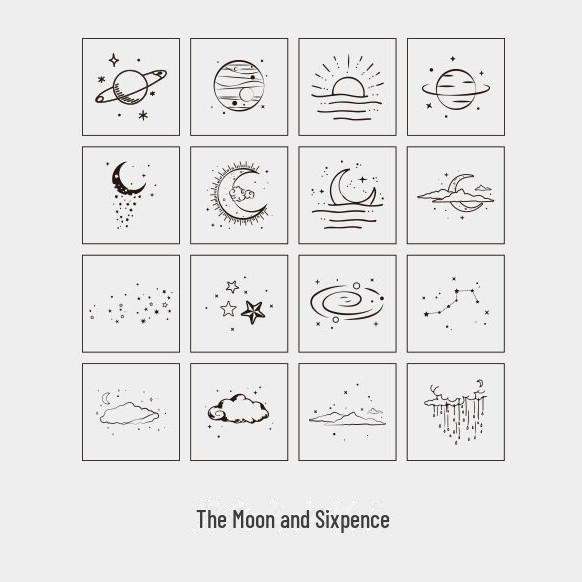 Mr. Paper Moon & Sixpence Wooden Stamp Set - 16 DIY Stationery Pieces