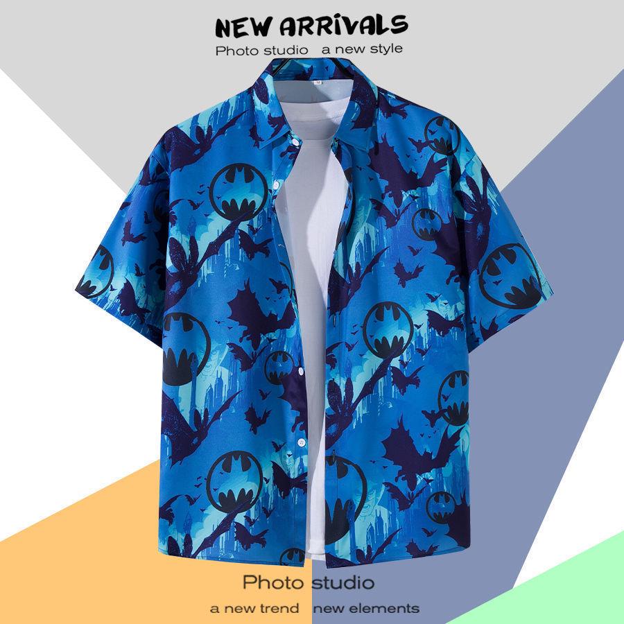 Летняя свободная гавайская рубашка с цветочным узором в корейском стиле для мужчин