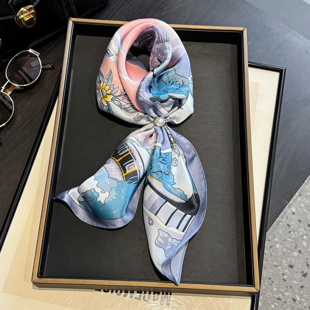 Fashion 100% Real Silk Headscarf Square Scarf For Women Shawl Foulard Hijab Headband Wrap Bandana Neck Bufanda Echarpe