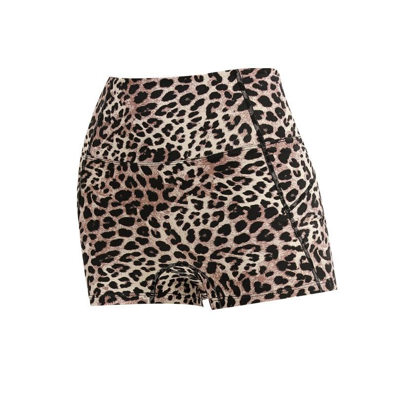 High-Waisted Leopard Print Yoga Shorts Women Stretchy Breathable Tight Fitness Pants Workout Leggings
