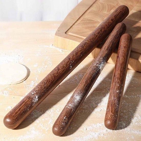 Деревянная скалка из натурального массива дерева, многоцелевой ролик для теста, антипригарный кухонный инструмент для фонданта, коржей для пирогов, печенья, хлеба, пиццы, пельменей
