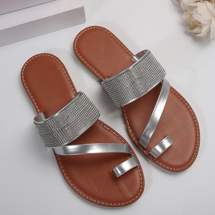 Летние сандалии Diamond Word Europe and The United States большого размера на плоской подошве с удобными пляжными босоножками на каждый день для женщин
