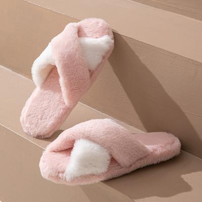 Модные домашние хлопковые тапочки с толстой подошвой и пушистым мехом, осенне-зимний плюш из овечьей шерсти для тепла