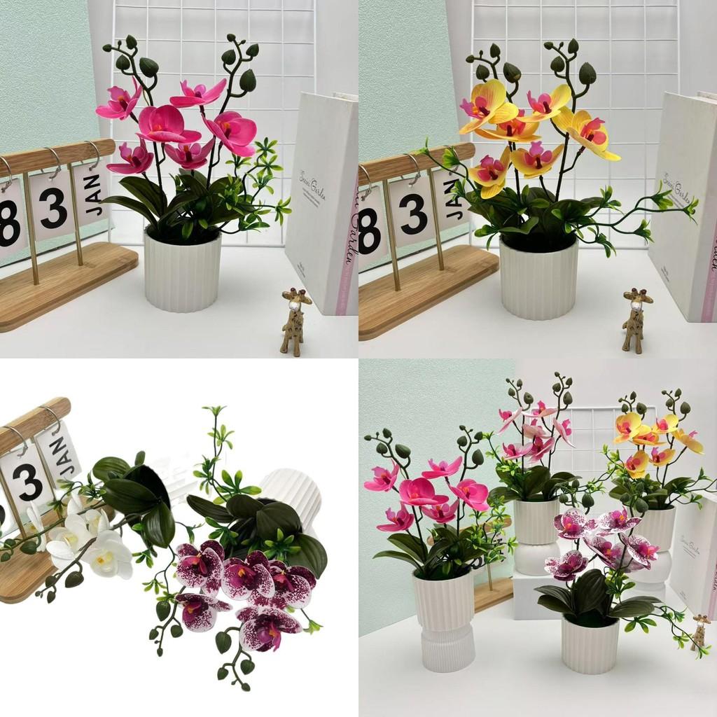 Fake Butterfly Orchid Flower With Pot For Indoor Home Decor And Greenery Enhancement