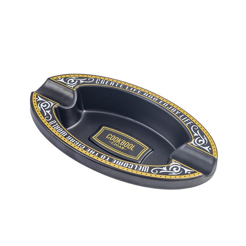 Elegant Dual Slot Melamine Cigar Ashtray - Lightweight and Portable Smoking Accessory