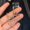 Fashion Design Dangle Earrings Sweet Flower Heart Earrings Micro-set Colored Cubic Zirconia Stud Earrings Cute Drop Earrings