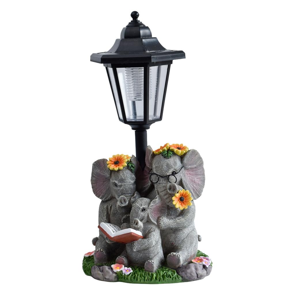 JYL TS/096, Садовая скульптура слона для родителей и детей, Солнечный наружный светильник для декора дорожки в коридоре виллы