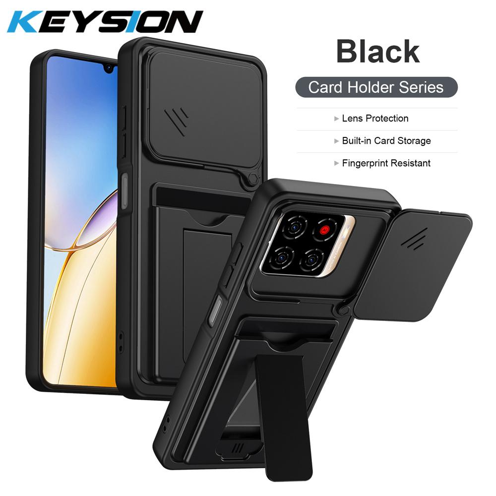 KEYSION Чехол-кошелек с держателем для карт для ZTE Blade A56 Защита выдвижной камеры Подставка Ударопрочный чехол для Blade A56 Pro