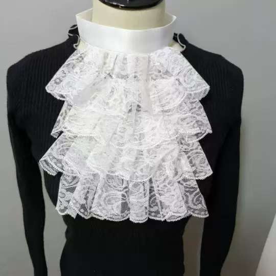 Halloween Party Ruffles Lace Fake Collar for Womens Elegant Layered Clown Cosplay Customes Detachable Collar Neck Collar